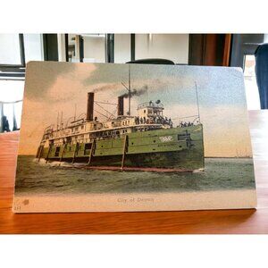 Vintage 1906 City Of Detroit Steamer Ship Ann Harbor Michigan MI Postcard